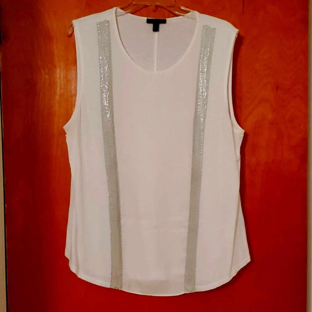 J.Crew mixed media top with sequin detail.